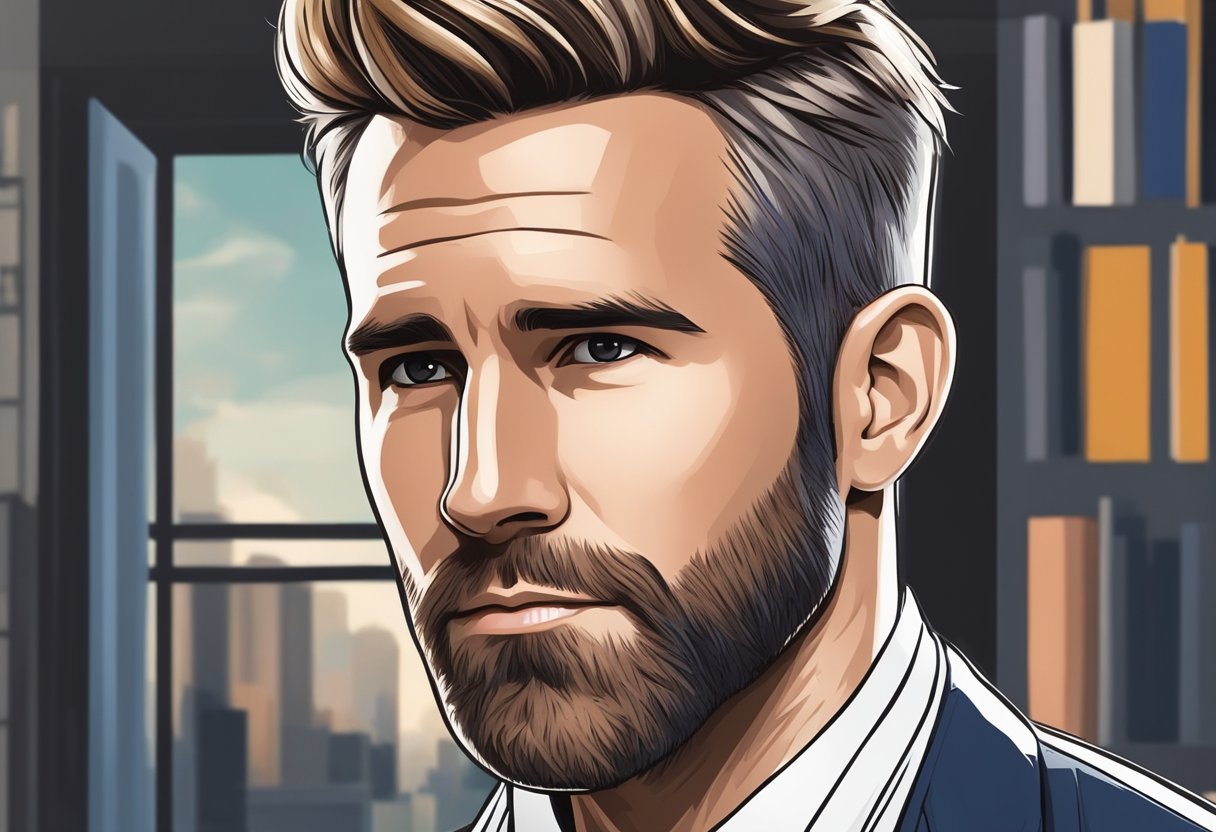 A textured quiff haircut with Ryan Reynolds' signature style