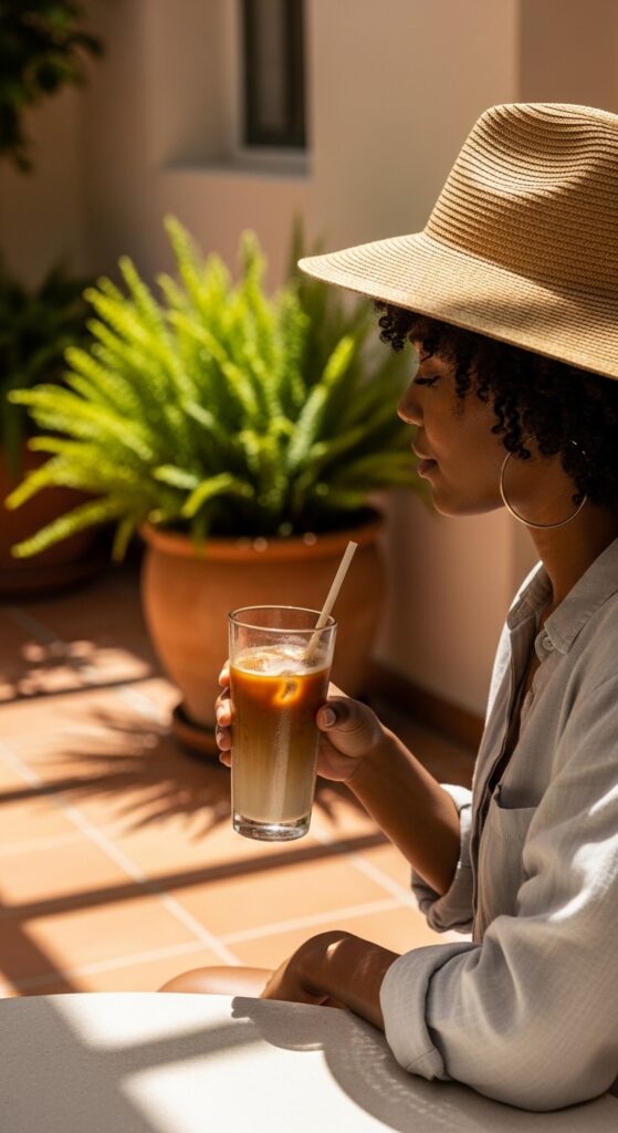 Natural Texture With a Wide Brim Hat