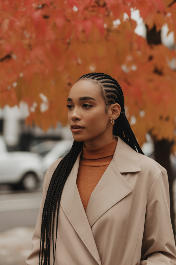 side-parted cornrows